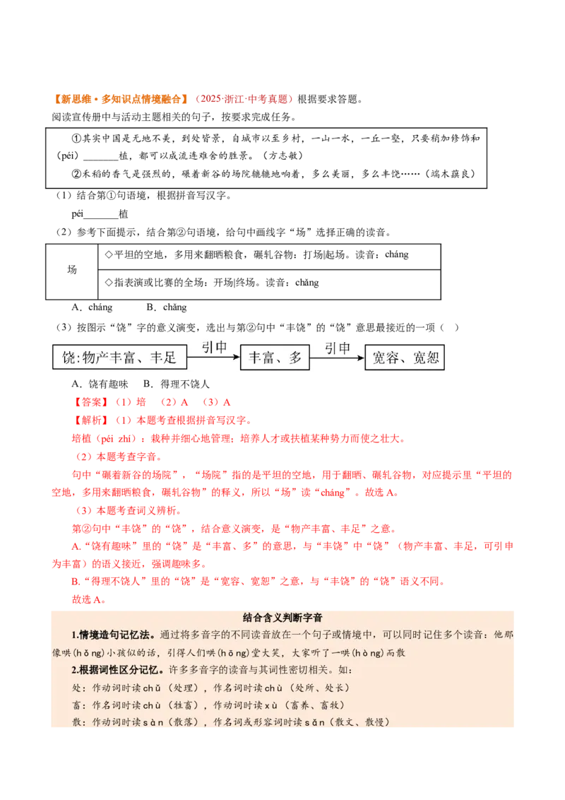 第01讲汉字：字音、字形、字义（复习讲义）（全国通用）（解析版）_中考复习资料_语数英物化_1语文中考复习_2026年中考复习（更新中）_2026年中考语文一轮复习讲练测（全国通用）