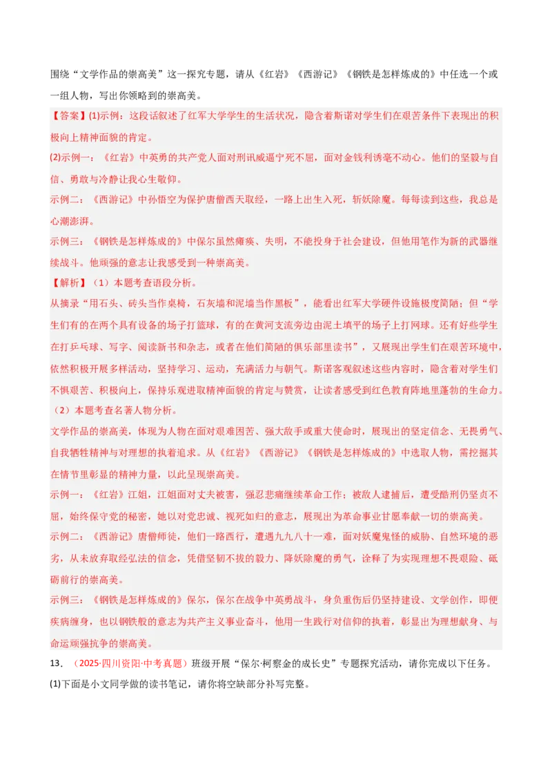 第04讲《钢铁是怎样炼成的》整本书阅读(练习）（解析版）_中考复习资料_语数英物化_1语文中考复习_2026年中考复习（更新中）_2026年中考语文一轮复习名著阅读