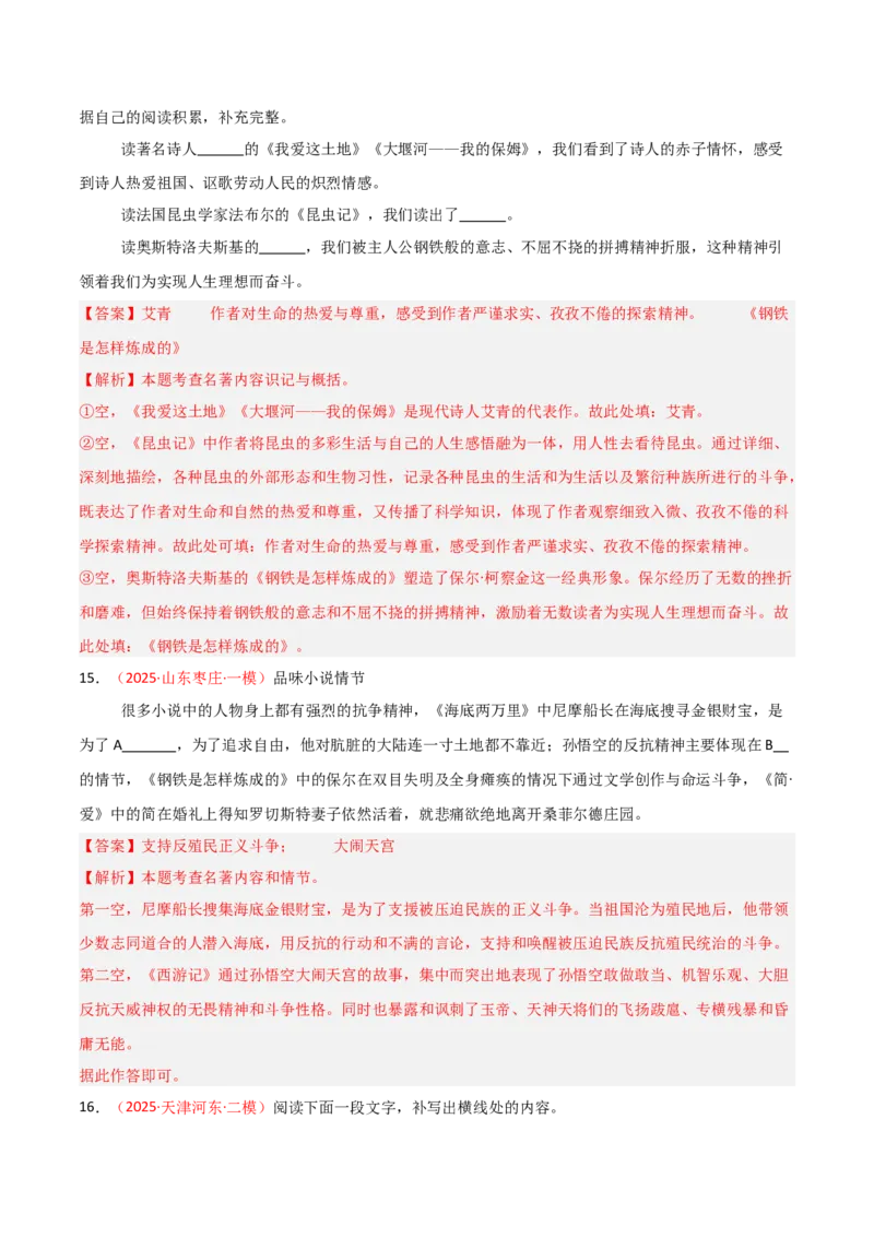 第04讲《钢铁是怎样炼成的》整本书阅读(练习）（解析版）_中考复习资料_语数英物化_1语文中考复习_2026年中考复习（更新中）_2026年中考语文一轮复习名著阅读