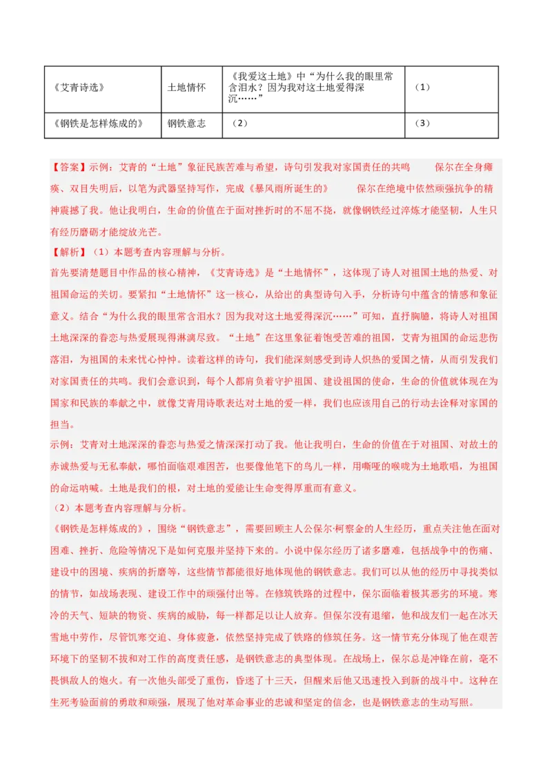 第04讲《钢铁是怎样炼成的》整本书阅读(练习）（解析版）_中考复习资料_语数英物化_1语文中考复习_2026年中考复习（更新中）_2026年中考语文一轮复习名著阅读