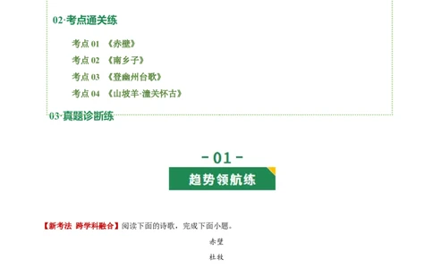 第03讲咏史怀古&middot;鉴往知来（《赤壁》《南乡子》《登幽州台歌》《山坡羊潼关怀古》）（专项训练）（原卷版）_中考复习资料_语数英物化_1语文中考复习_2026年中考复习（更新中）