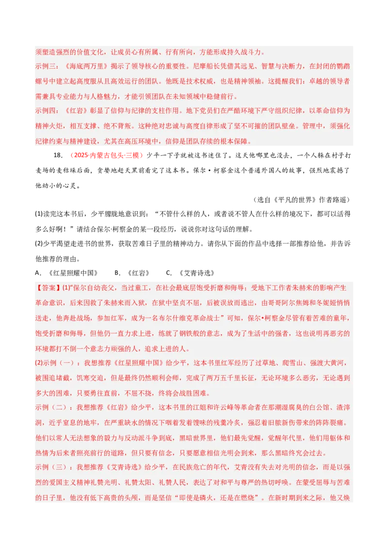 第01讲《红岩》整本书阅读(练习）（解析版）_中考复习资料_语数英物化_1语文中考复习_2026年中考复习（更新中）_2026年中考语文一轮复习名著阅读