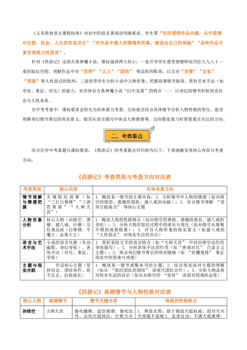 第02讲《西游记》整本书阅读(讲义）-2026年中考语文一轮复习名著阅读(全国通用)_中考复习资料_语数英物化_1语文中考复习_2026年中考复习（更新中）_2026年中考语文一轮复习名著阅读