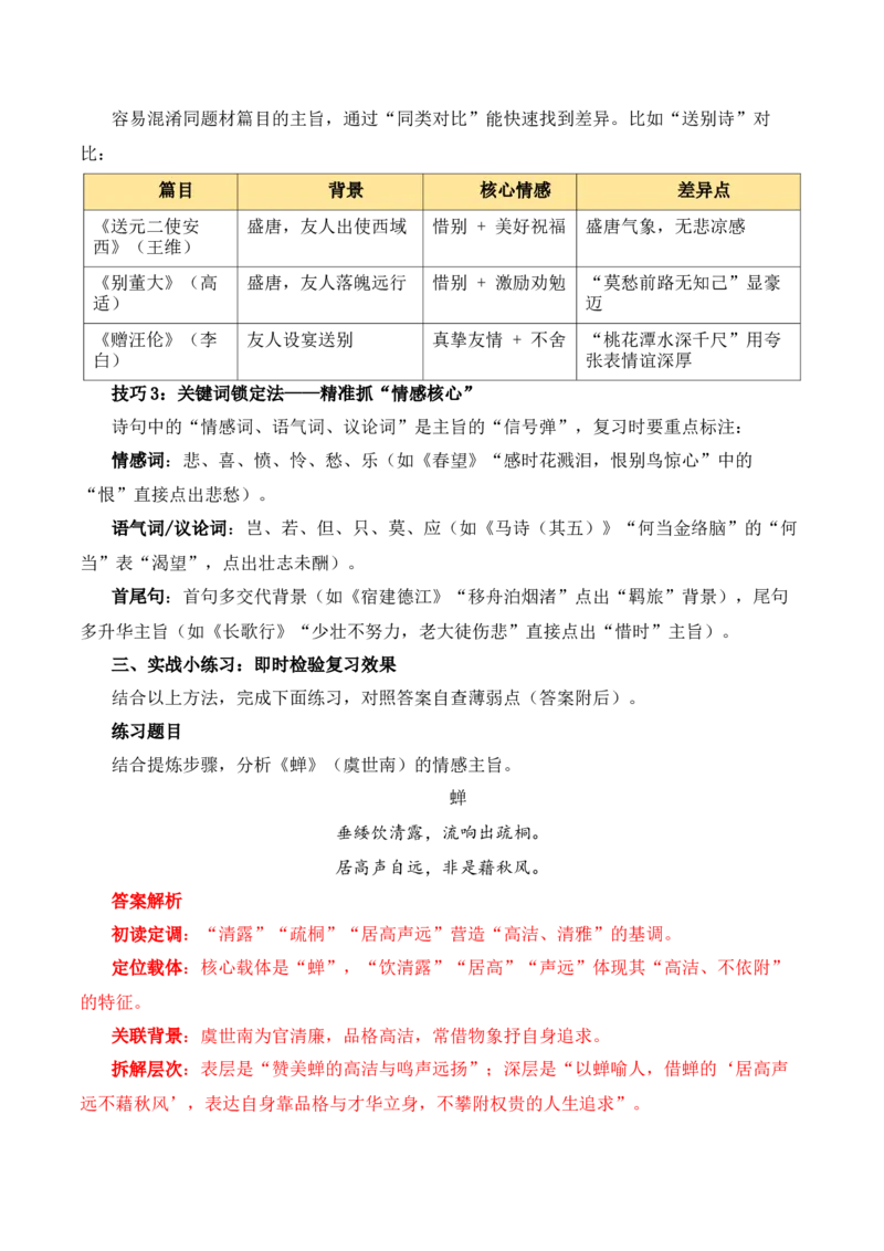 清单：六年级古诗词知识梳理（2张思维导图+15个核心考点+4个重难点+1个解题方法+4类题型方法突破+4类易错点提示5类题型解析+4个速记要点）（知识清单）解析版_中考复习资料_语数英物化