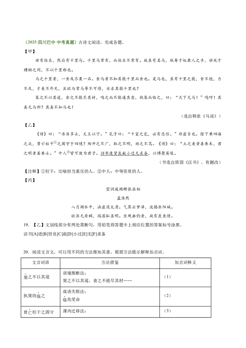 第03讲内容理解・主旨提炼（专题训练）（全国通用）（原卷版）_中考复习资料_语数英物化_1语文中考复习_2026年中考复习（更新中）_2026年中考语文一轮复习讲练测（全国通用）