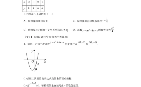 模块二知识全整合专题3函数及其图像第6讲确定二次函数的解析式（含解析）2024年中考数学二轮专题复习训练_中考复习资料_语数英物化_2数学中考复习_2024年中考复习资料_二轮复习