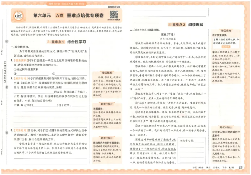 五下语文王朝霞培优100分_2026春小学教辅大合集_8-26春《王朝霞》系列_04.2026春WZX培Y100分数学语文人教1-6年级下册_语文《王朝霞培优100分》26春