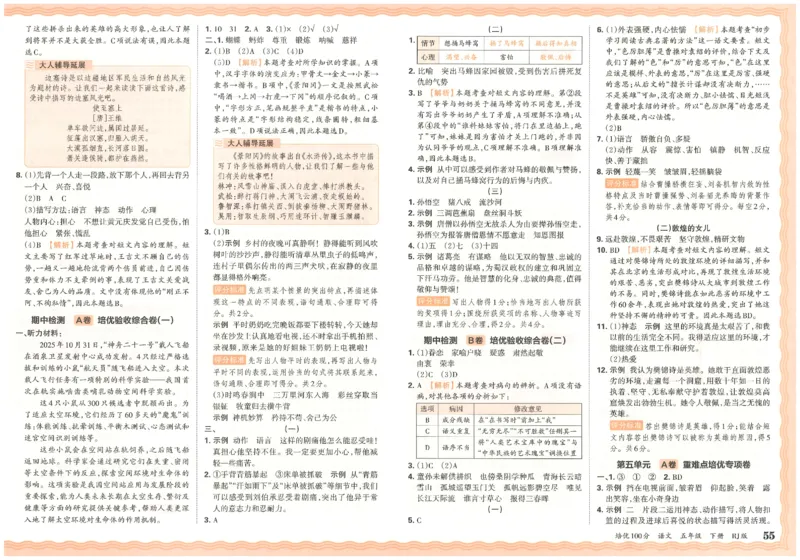 五下语文王朝霞培优100分_2026春小学教辅大合集_8-26春《王朝霞》系列_04.2026春WZX培Y100分数学语文人教1-6年级下册_语文《王朝霞培优100分》26春