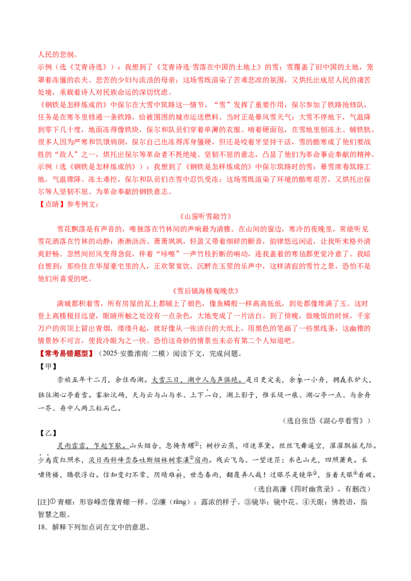 第03讲内容理解・主旨提炼（复习讲义）（全国通用）（解析版）_中考复习资料_语数英物化_1语文中考复习_2026年中考复习（更新中）_2026年中考语文一轮复习讲练测（全国通用）