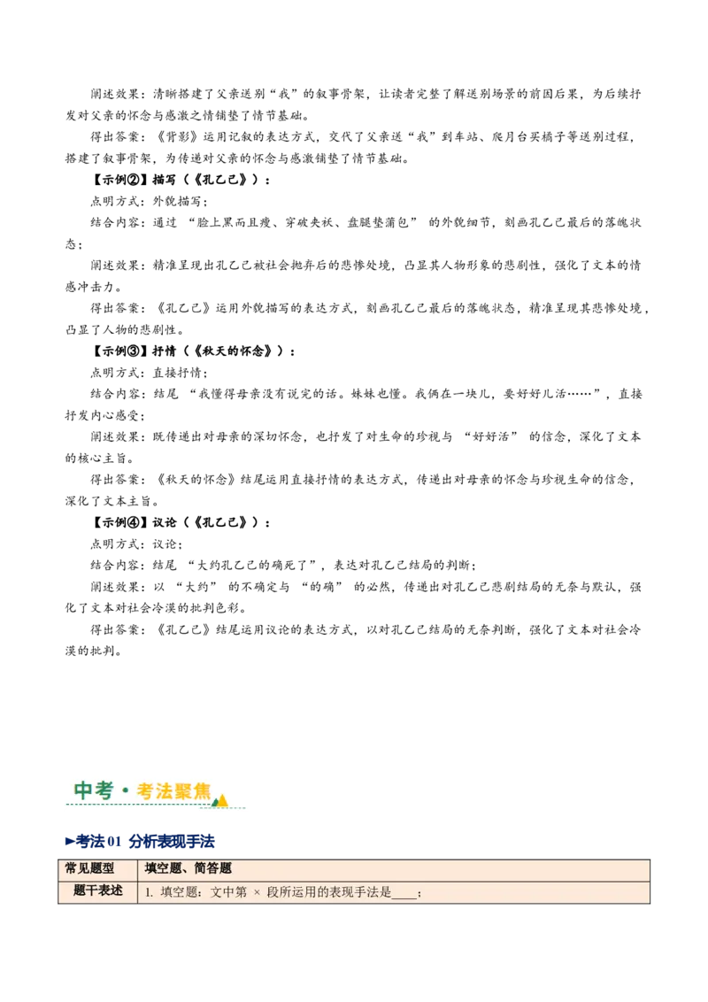 第06讲写作手法（复习讲义）（解析版）_中考复习资料_语数英物化_1语文中考复习_2026年中考复习（更新中）_2026年中考语文一轮复习讲练测（全国通用）