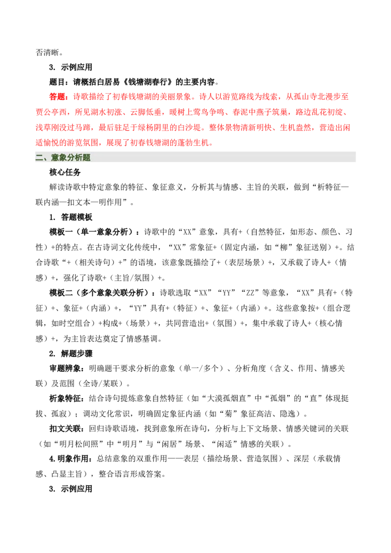 清单04古诗词鉴赏之画面描绘、形象意象分析（3张思维导图+15个核心考点+4个重难点+1个解题方法+4类题型方法突破+4类易错点提示5类题型解析+4个速记要点）（知识清单）解析版