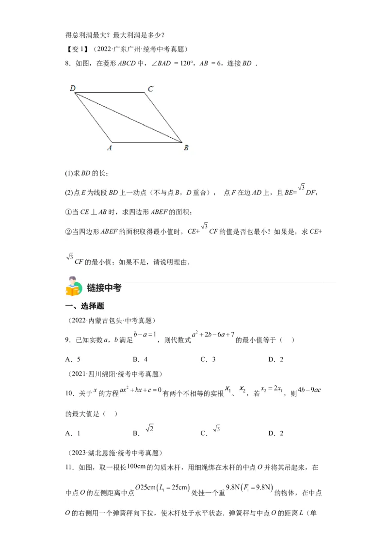 模块三思想全把握专题2函数思想2024年中考数学二轮专题复习训练（含解析）_中考复习资料_语数英物化_2数学中考复习_2024年中考复习资料_二轮复习