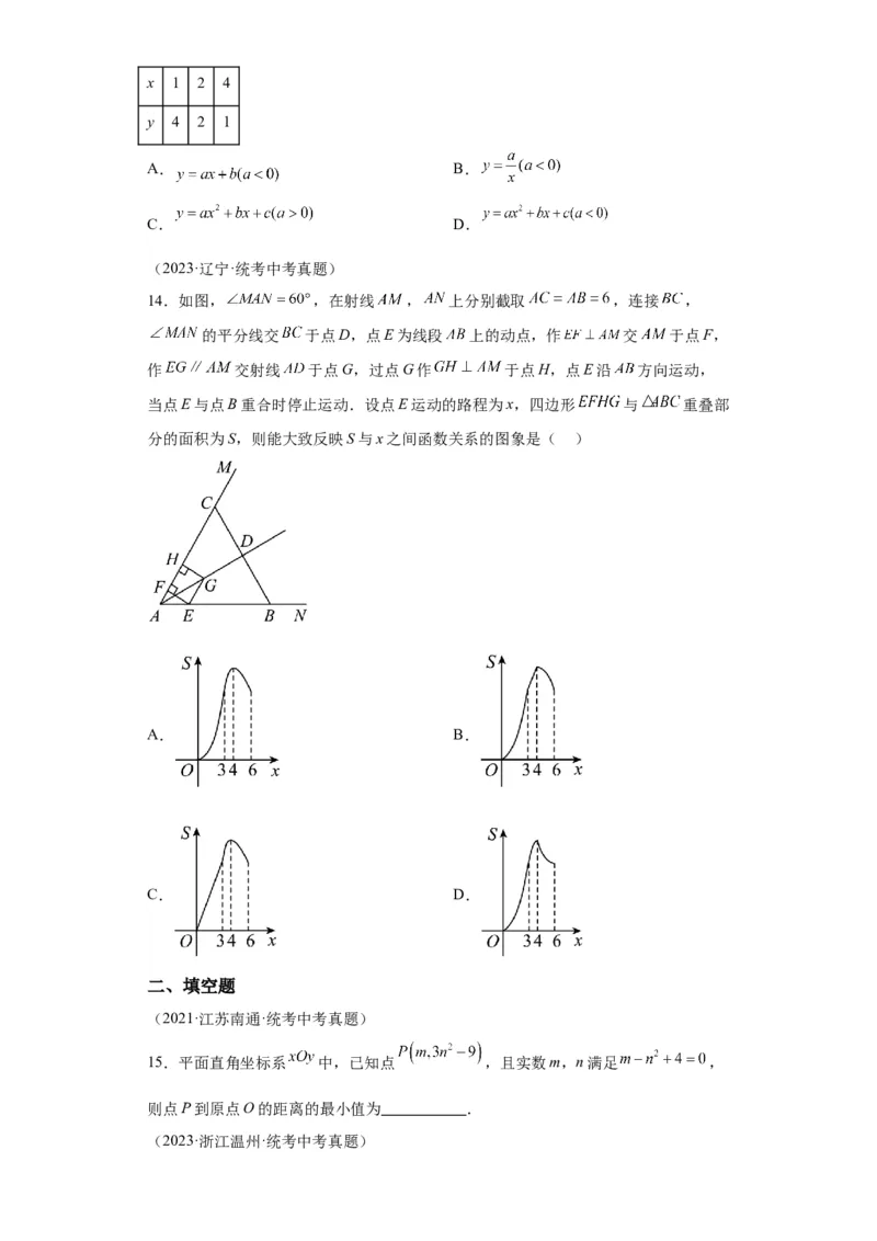 模块三思想全把握专题2函数思想2024年中考数学二轮专题复习训练（含解析）_中考复习资料_语数英物化_2数学中考复习_2024年中考复习资料_二轮复习