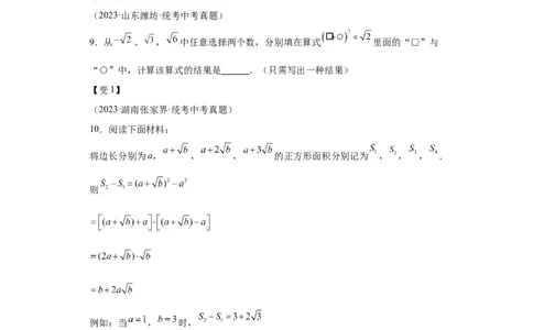 模块二知识全整合专题1数与式第4讲数的开方与二次根式（含解析）2024年中考数学二轮专题复习训练_中考复习资料_语数英物化_2数学中考复习_2024年中考复习资料_二轮复习