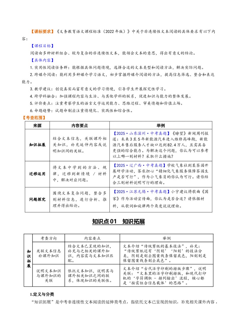 第04讲拓展、运用与探究（复习讲义）（解析版）_中考复习资料_语数英物化_1语文中考复习_2026年中考复习（更新中）_2026年中考语文一轮复习讲练测（全国通用）