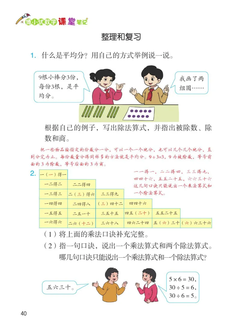 博小优课堂笔记二年级下册数学_2026春小学教辅大合集_3-26春《课堂笔记》系列_26春数学《课堂笔记》