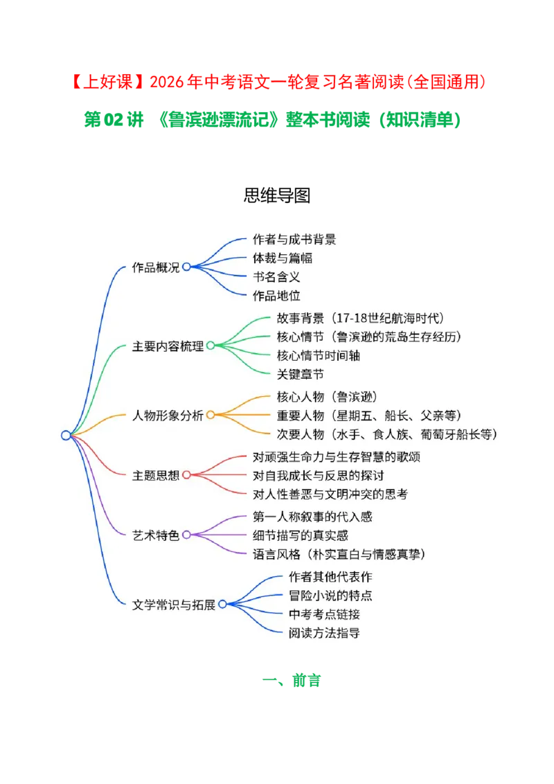第02讲《鲁滨逊漂流记》整本书阅读(清单）-2026年中考语文一轮复习名著阅读(全国通用)_中考复习资料_语数英物化_1语文中考复习_2026年中考复习（更新中）_2026年中考语文一轮复习名著阅读