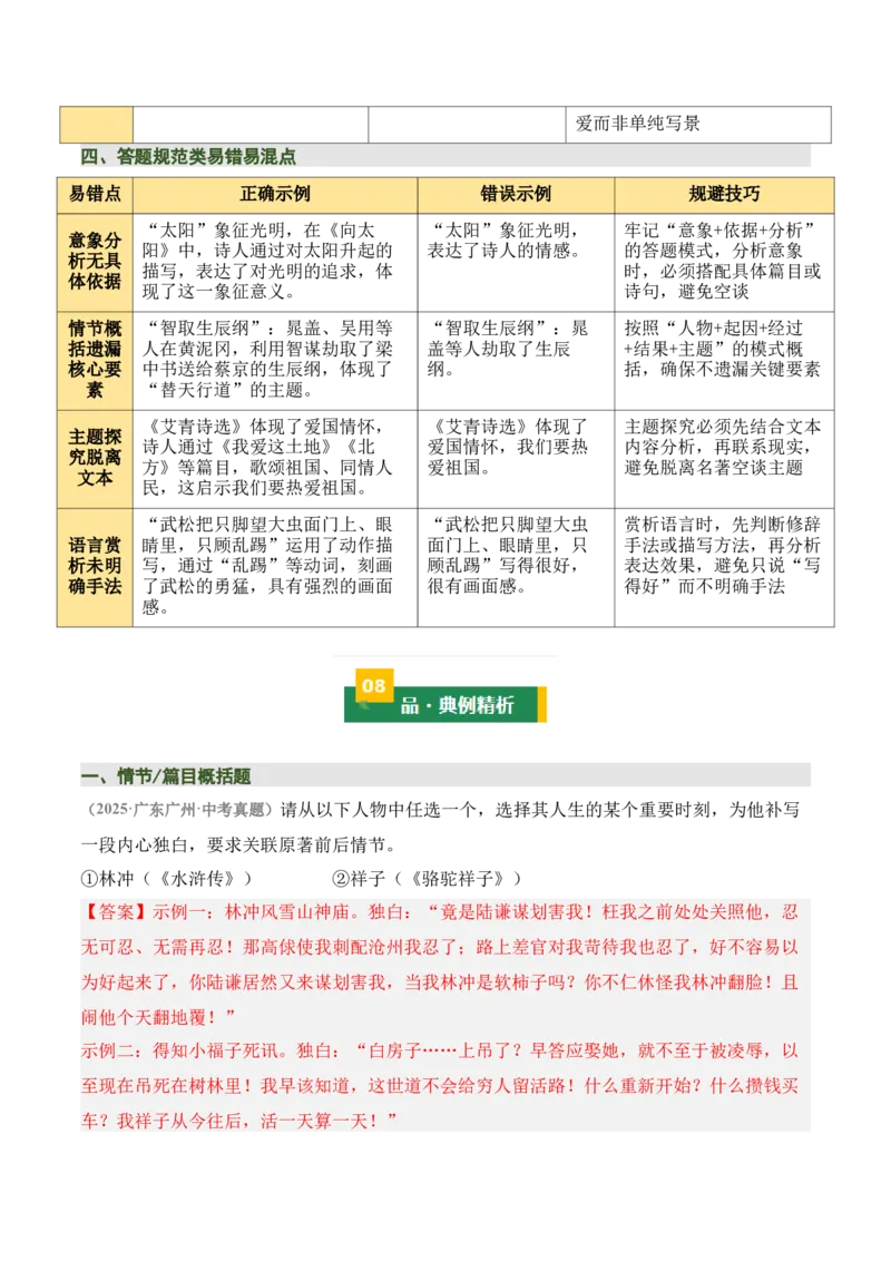 清单20《艾青诗选》《水浒传》（15个核心考点+4个重难点+1个解题方法+4类题型方法突破+4类易错点提示5类题型解析+4个速记要点+6张思维导图）（知识清单）解析版_中考复习资料