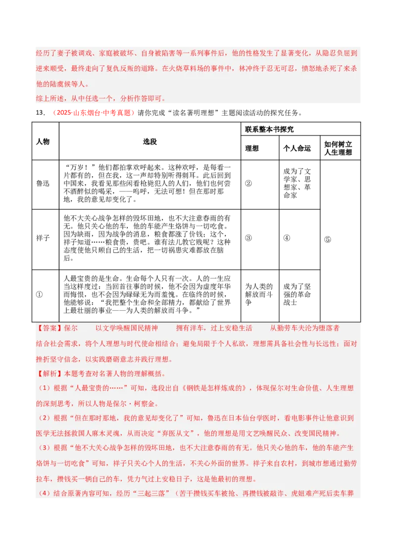 第03讲《骆驼祥子》整本书阅读(练习）（解析版）_中考复习资料_语数英物化_1语文中考复习_2026年中考复习（更新中）_2026年中考语文一轮复习名著阅读