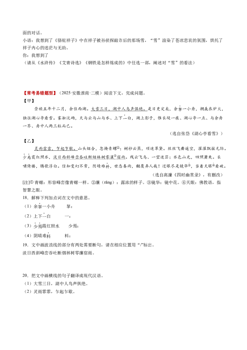 第03讲内容理解・主旨提炼（复习讲义）（全国通用）（原卷版）_中考复习资料_语数英物化_1语文中考复习_2026年中考复习（更新中）_2026年中考语文一轮复习讲练测（全国通用）