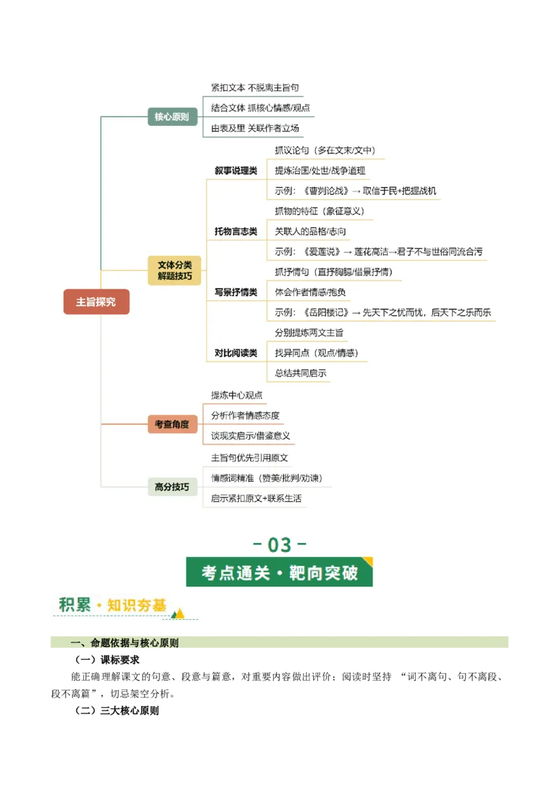 第03讲内容理解・主旨提炼（复习讲义）（全国通用）（原卷版）_中考复习资料_语数英物化_1语文中考复习_2026年中考复习（更新中）_2026年中考语文一轮复习讲练测（全国通用）