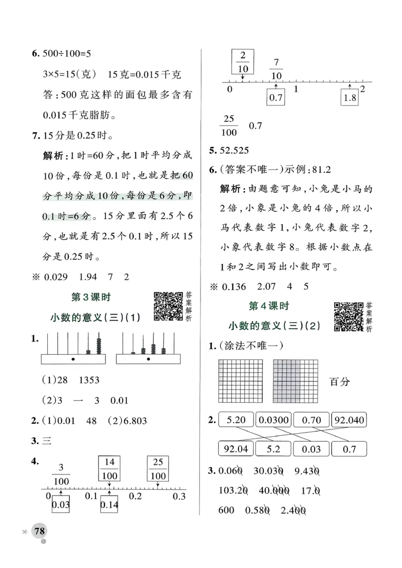 参考答案_2026春小学教辅大合集_18-26春《pass绿卡图书》小学学霸系列_《小学学霸作业本》_数学《小学学霸作业本》北师26春_2026春《小学学霸作业本》数学北师版4下