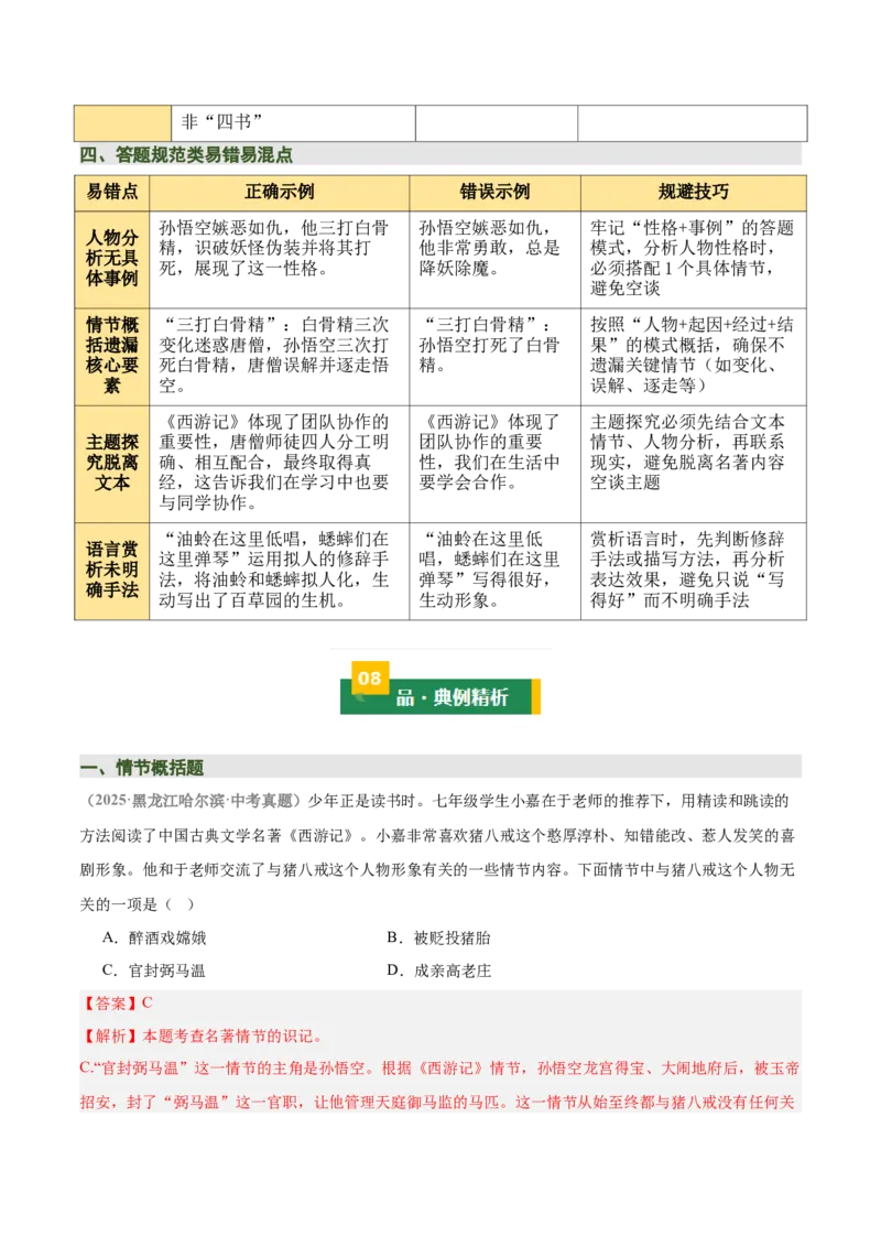 清单16《朝花夕拾》《西游记》（15个核心考点+4个重难点+1个解题方法+4类题型方法突破+4类易错点提示5类题型解析+4个速记要点+20个思维导图）（知识清单）解析版_中考复习资料