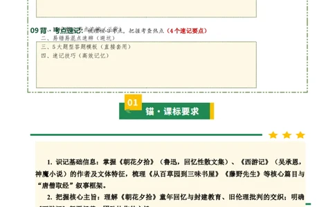 清单16《朝花夕拾》《西游记》（15个核心考点+4个重难点+1个解题方法+4类题型方法突破+4类易错点提示5类题型解析+4个速记要点+20个思维导图）（知识清单）解析版_中考复习资料