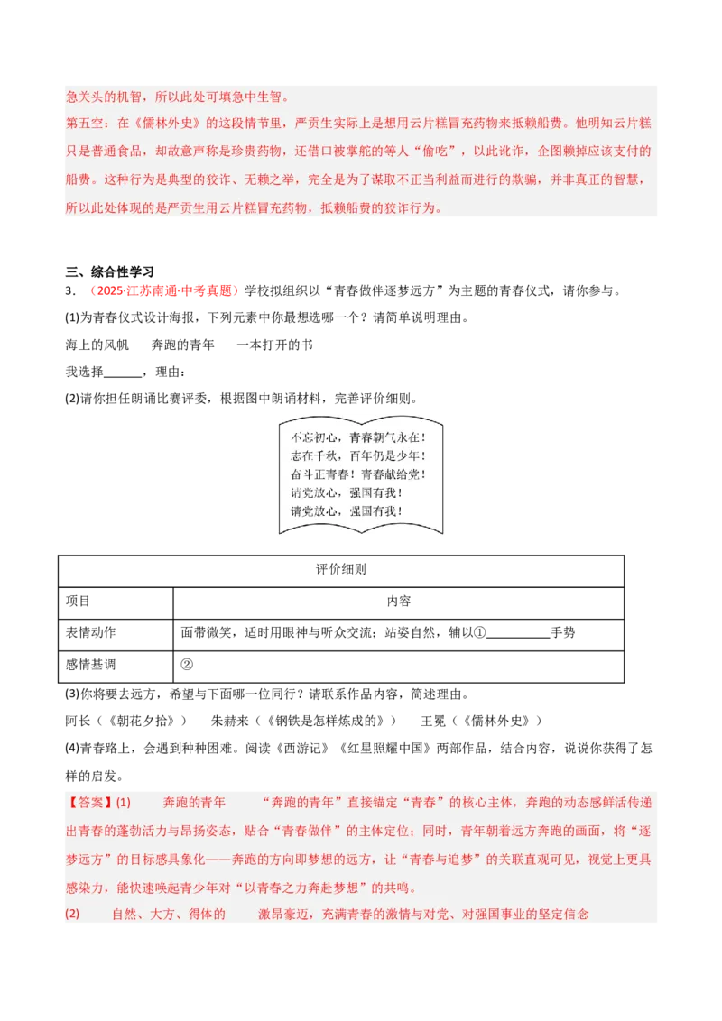 第11讲《儒林外史》整本书阅读(练习）（解析版）_中考复习资料_语数英物化_1语文中考复习_2026年中考复习（更新中）_2026年中考语文一轮复习名著阅读