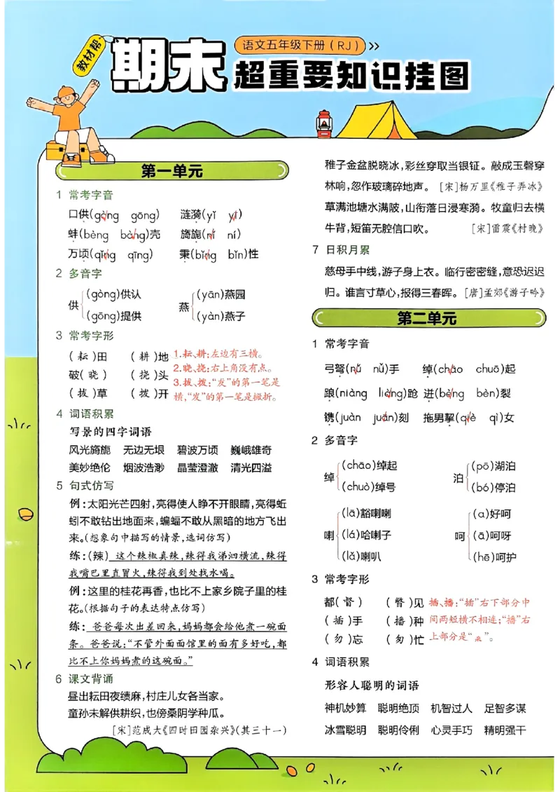 五下期末知识挂图26春教材帮_2026春小学教辅大合集_5-26春《天星教育》系列_26春完整版《教材帮》语文1-6下_26春五下人教版语文《教材帮》