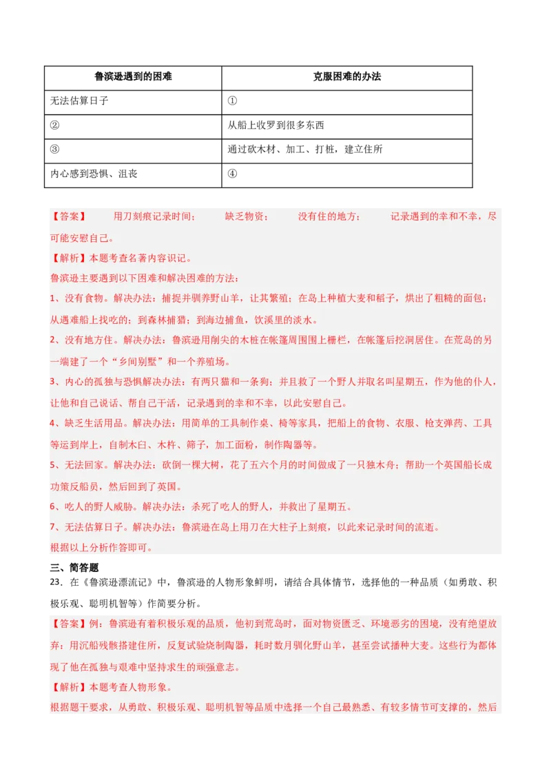 第02讲《鲁滨逊漂流记》整本书阅读(练习）（解析版）_中考复习资料_语数英物化_1语文中考复习_2026年中考复习（更新中）_2026年中考语文一轮复习名著阅读