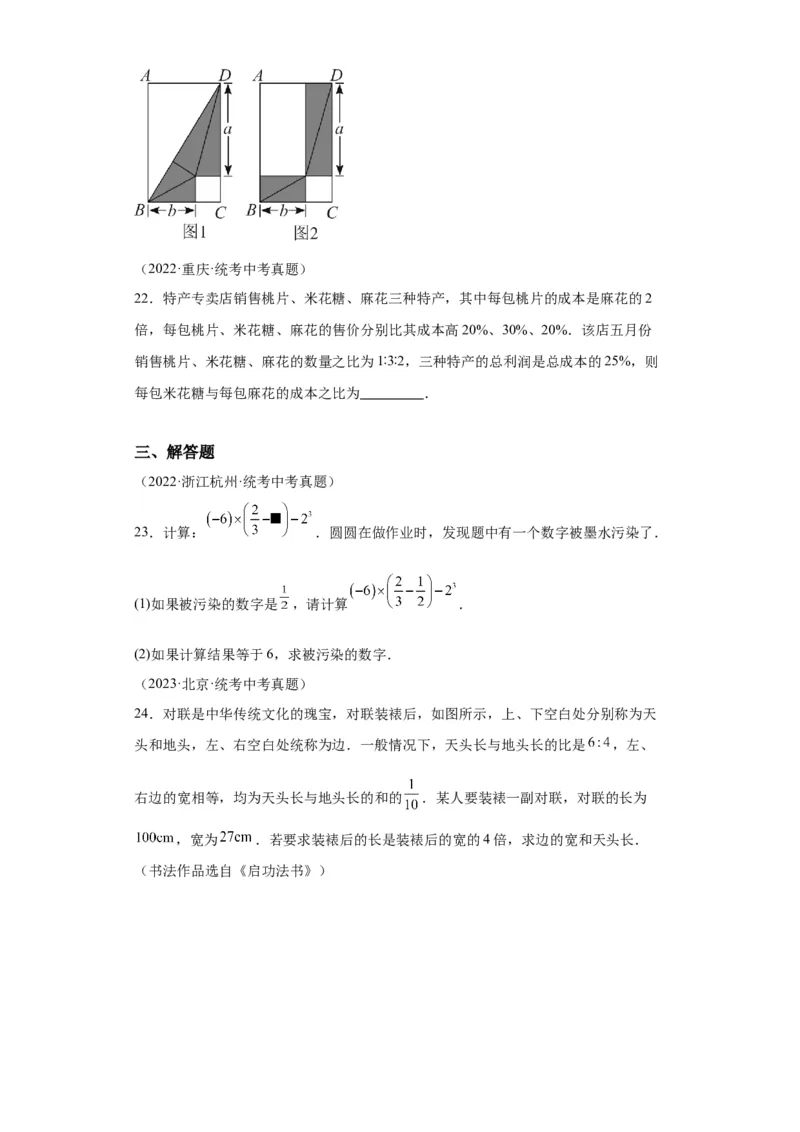 模块三思想全把握专题3方程思想2024年中考数学二轮专题复习训练（含解析）_中考复习资料_语数英物化_2数学中考复习_2024年中考复习资料_二轮复习
