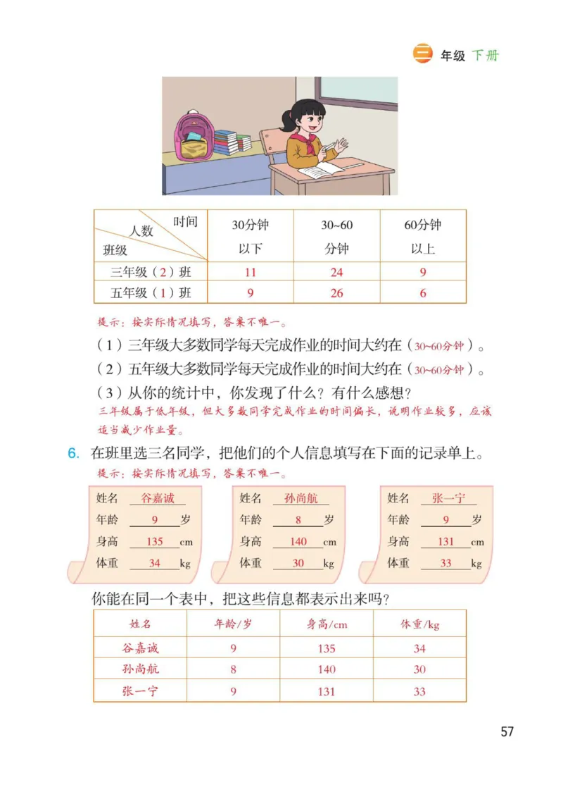 博小优课堂笔记三年级下册数学_小学《课堂笔记》数学语文英语1-6年级下册_小学数学《课堂笔记》1-6年级下册（26春）