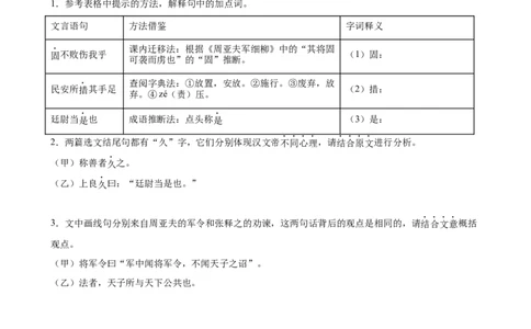 第07讲史传叙事&bull;风骨不朽（《周亚夫军细柳》《曹刿论战》）（专题训练）（原卷版）_中考复习资料_语数英物化_1语文中考复习_2026年中考复习（更新中）