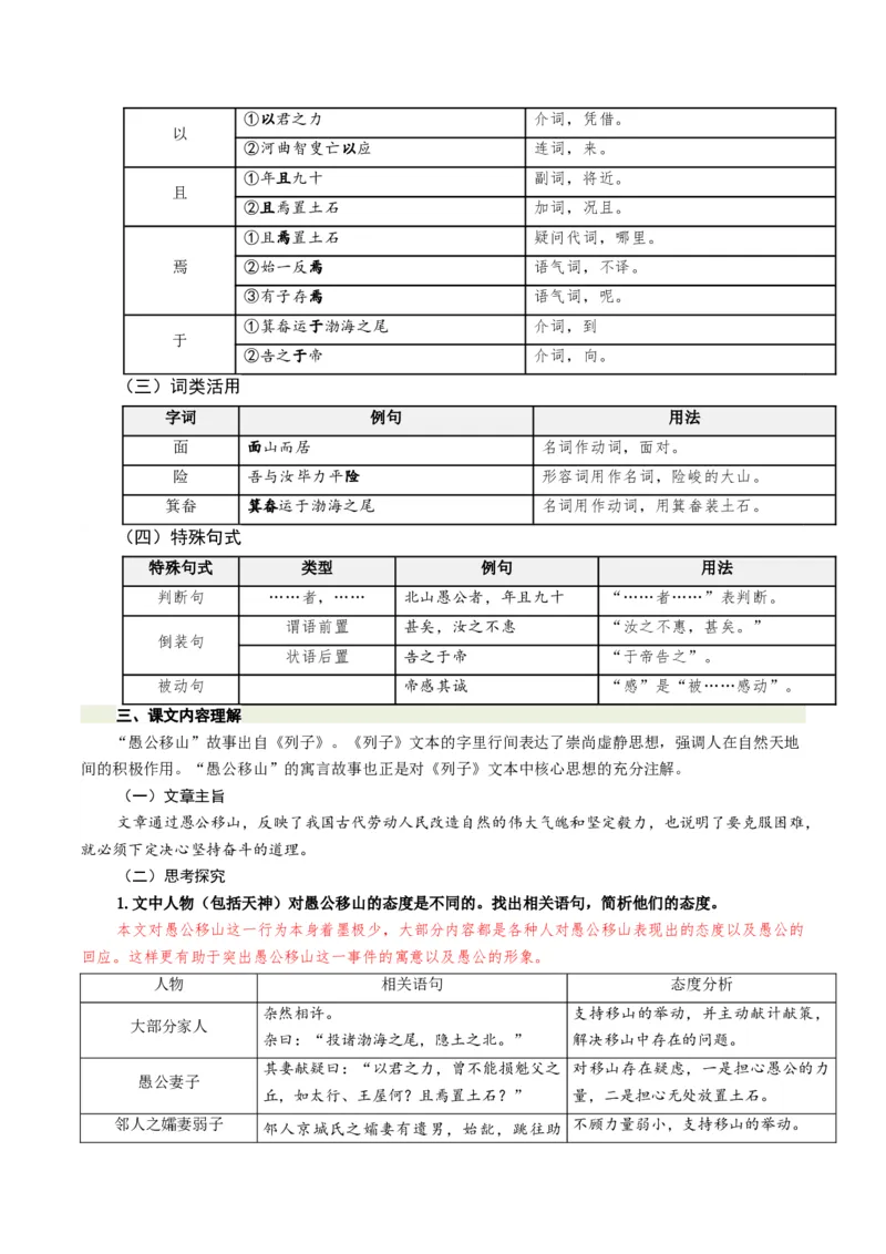第11讲心向山海&middot;意抵远方（《愚公移山》《北冥有鱼》《小石潭记》）（复习讲义）（原卷版）_中考复习资料_语数英物化_1语文中考复习_2026年中考复习（更新中）