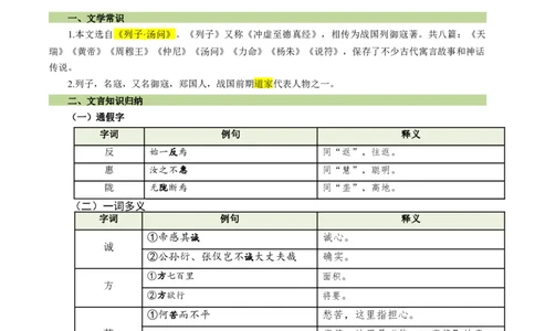 第11讲心向山海&middot;意抵远方（《愚公移山》《北冥有鱼》《小石潭记》）（复习讲义）（原卷版）_中考复习资料_语数英物化_1语文中考复习_2026年中考复习（更新中）