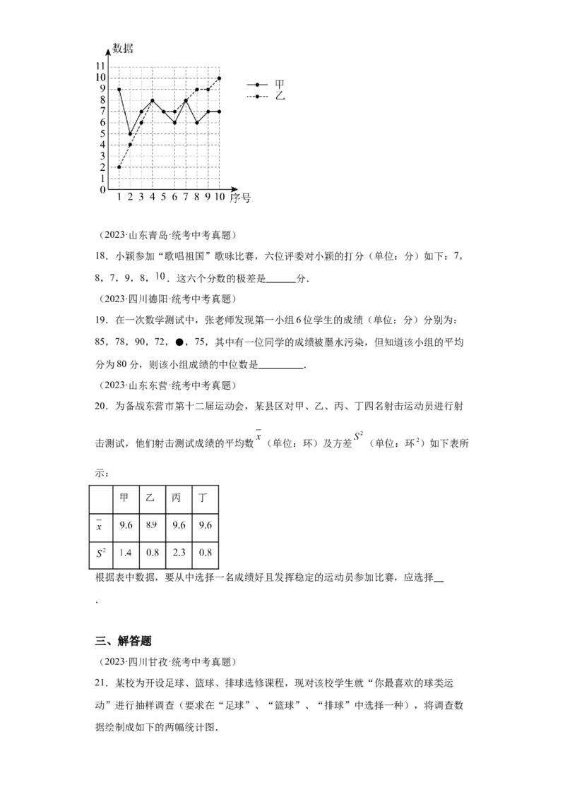 模块二知识全整合专题6统计与概率第1讲统计（含解析）2024年中考数学二轮专题复习训练_中考复习资料_语数英物化_2数学中考复习_2024年中考复习资料_二轮复习
