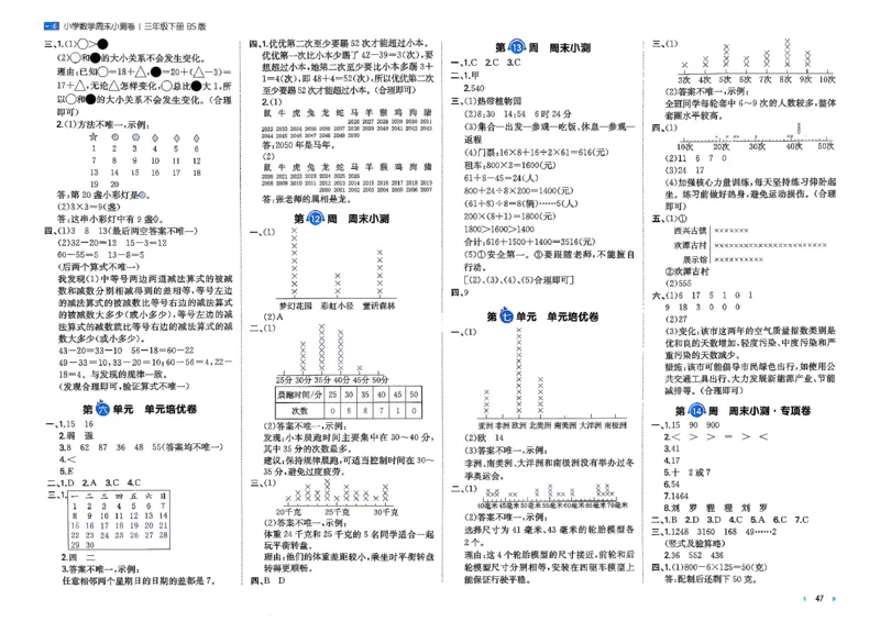 三下26春数学北师一本周末小测卷_周末预测小卷_2026《一本&bull;周末小测卷》（1-6年级下）（数学）（北师版）
