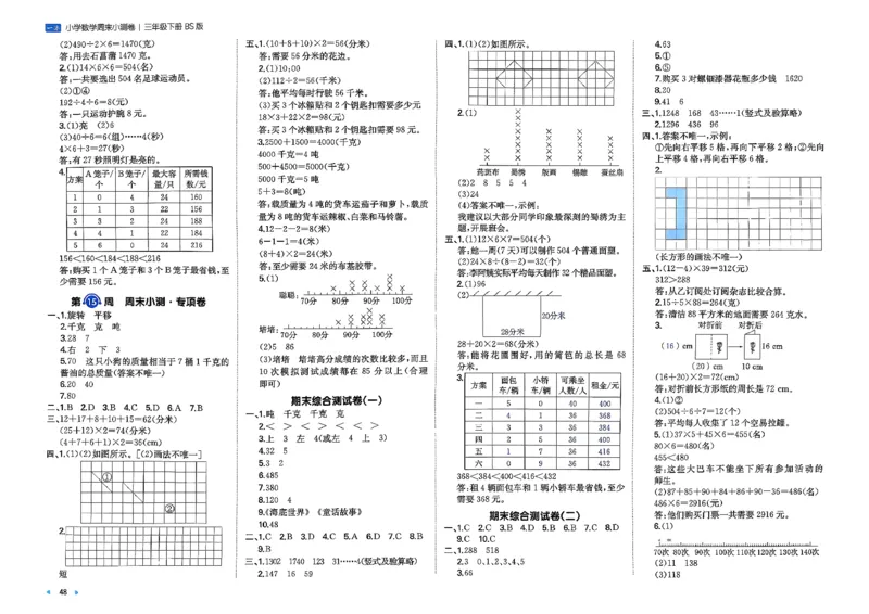 三下26春数学北师一本周末小测卷_周末预测小卷_2026《一本&bull;周末小测卷》（1-6年级下）（数学）（北师版）