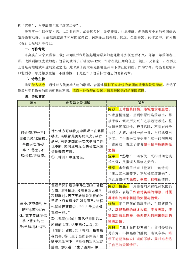 第03讲咏史怀古&middot;鉴往知来（《赤壁》《南乡子》《登幽州台歌》《山坡羊&middot;潼关怀古》）（复习讲义）（解析版）_中考复习资料_语数英物化_1语文中考复习_2026年中考复习（更新中）