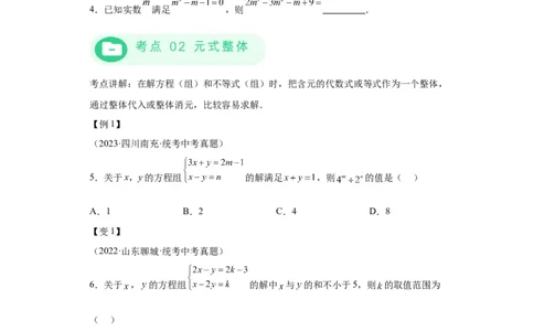 模块三思想全把握专题1整体思想2024年中考数学二轮专题复习训练（含解析）_中考复习资料_语数英物化_2数学中考复习_2024年中考复习资料_二轮复习