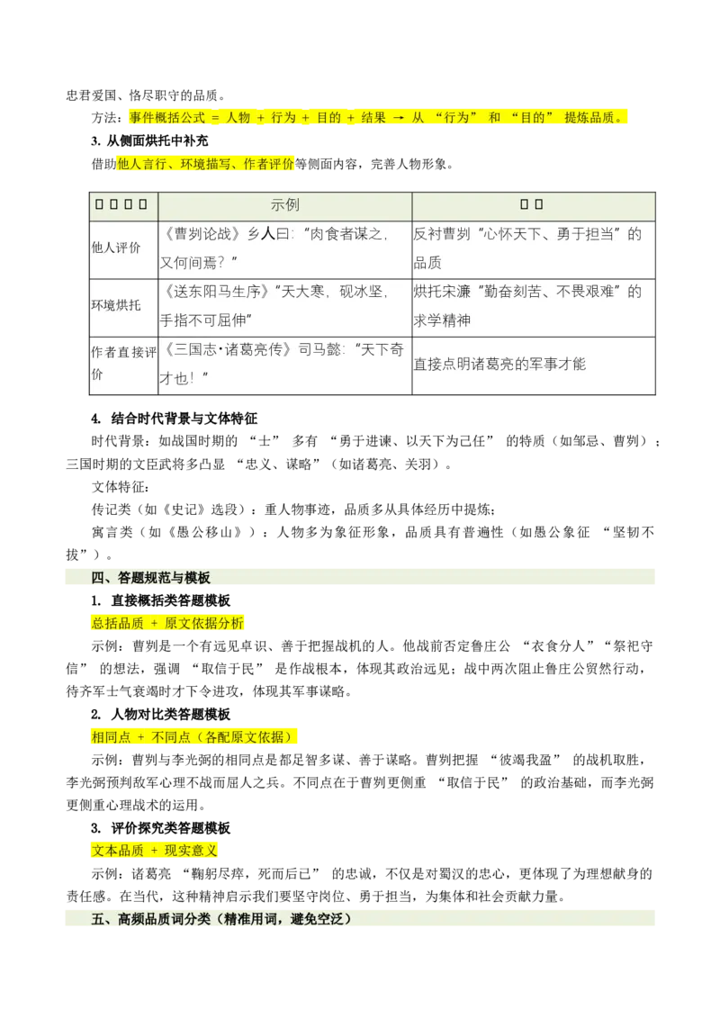 第04讲人物形象・特质剖析（复习讲义）（全国通用）（原卷版）_中考复习资料_语数英物化_1语文中考复习_2026年中考复习（更新中）_2026年中考语文一轮复习讲练测（全国通用）