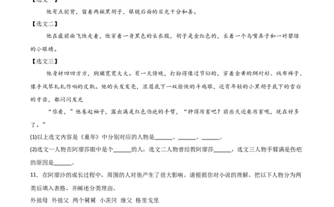第01讲《童年》整本书阅读(练习）（原卷版）_中考复习资料_语数英物化_1语文中考复习_2026年中考复习（更新中）_2026年中考语文一轮复习名著阅读