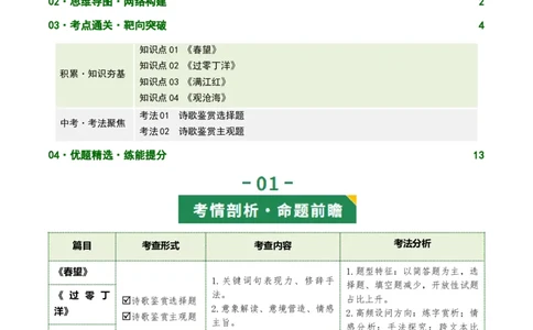 第01讲家国情怀&middot;赤子之心（《春望》《过零丁洋》《满江红》《观沧海》）（复习讲义）（原卷版）_中考复习资料_语数英物化_1语文中考复习_2026年中考复习（更新中）