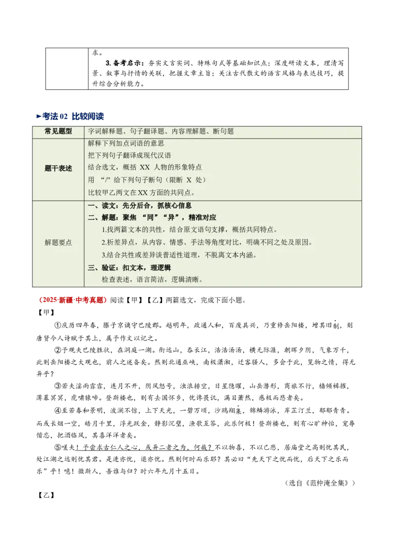 第10讲士人情怀&middot;宦海沉浮（《岳阳楼记》《醉翁亭记》《湖心亭看雪》）（复习讲义）（解析版）_中考复习资料_语数英物化_1语文中考复习_2026年中考复习（更新中）