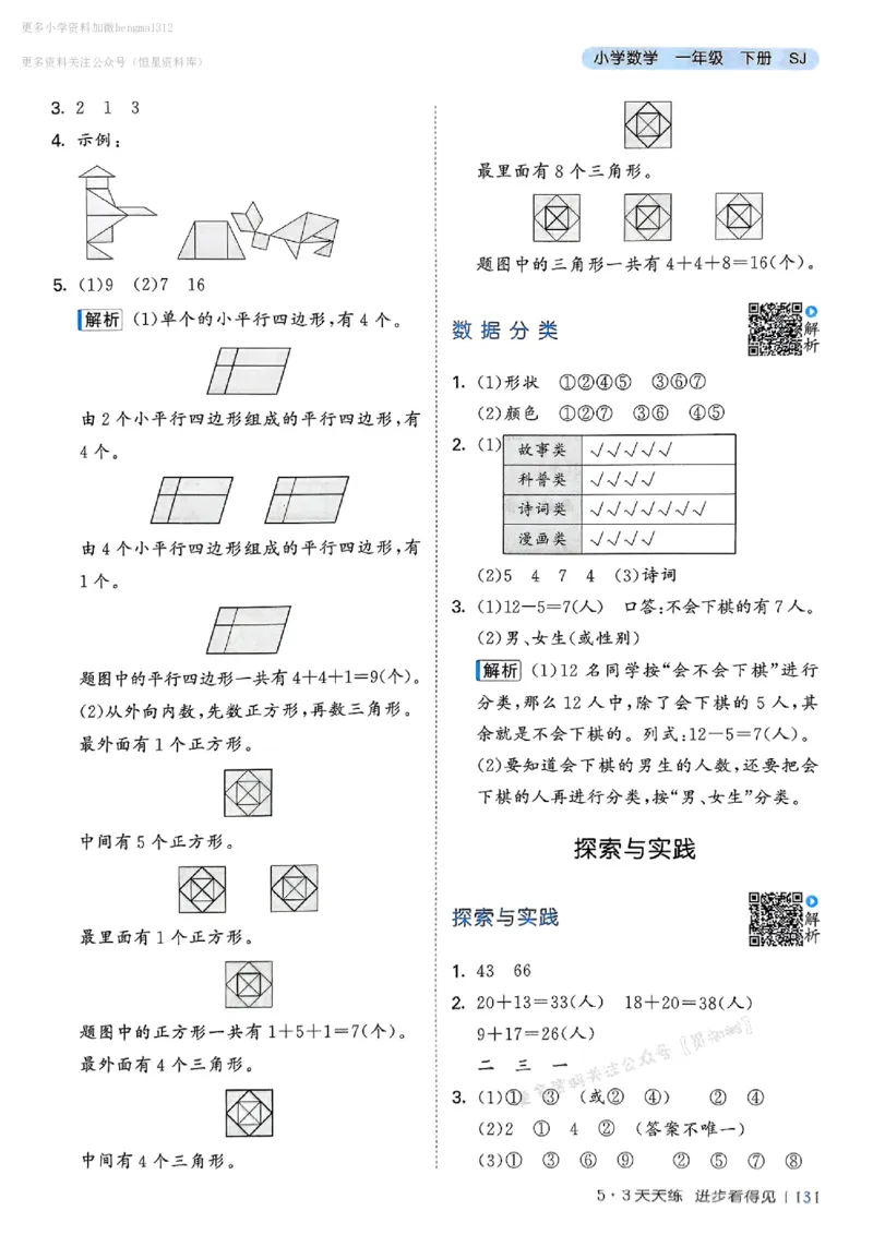 一年级数学下册苏教版25春《53天天练》答案_2026春小学教辅大合集_7-26春《53天天练》系列_26春《53天天练》数学_2025春苏教版数学1-6年级下册《53天天练》_25春53天天练苏教数学1下