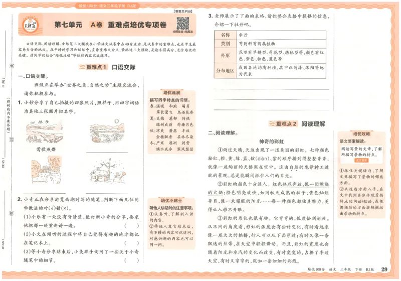 三下语文王朝霞培优100分_2026春小学教辅大合集_8-26春《王朝霞》系列_04.2026春WZX培Y100分数学语文人教1-6年级下册_语文《王朝霞培优100分》26春