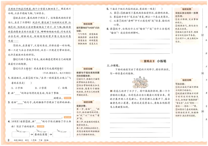 三下语文王朝霞培优100分_2026春小学教辅大合集_8-26春《王朝霞》系列_04.2026春WZX培Y100分数学语文人教1-6年级下册_语文《王朝霞培优100分》26春