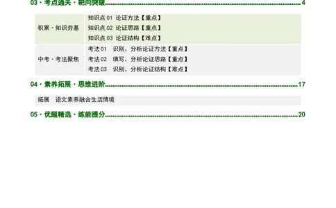 第03讲论证方法、思路与结构（复习讲义）（原卷版）_中考复习资料_语数英物化_1语文中考复习_2026年中考复习（更新中）_2026年中考语文一轮复习讲练测（全国通用）