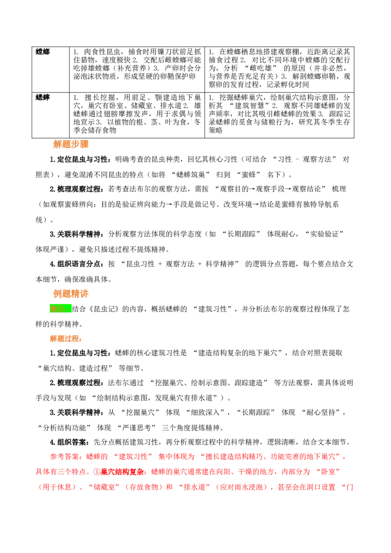 第06讲《昆虫记》整本书阅读(讲义）-2026年中考语文一轮复习名著阅读(全国通用)_中考复习资料_语数英物化_1语文中考复习_2026年中考复习（更新中）_2026年中考语文一轮复习名著阅读